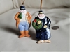 Vintage 1995 Schmid porcelain Santa Christmas ornaments set of two featuring hand painted detail