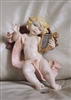 Large Angel made in Italy home wall decor in pastel colors winged sculpture