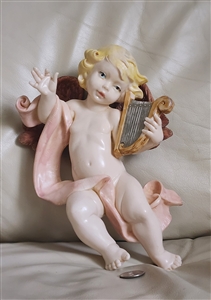 Large Angel made in Italy home wall decor in pastel colors winged sculpture