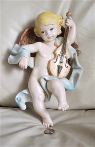 Angel with violin wall hanging sculpture made in Italy spiritual display
