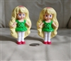Lill Miss Candy Stripes 1995 Barbie McDonalds meal toys blonde set of 2 dolls in green dress