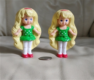 Lill Miss Candy Stripes 1995 Barbie McDonalds meal toys blonde set of 2 dolls in green dress