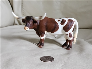 Large Longhorn bull brown and white by Schleich toy decor