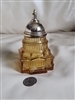 Avon aftershave amber glass bottle Capitol Hill building shape with silver tone plastic cop