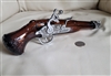 Avon FlintLock Pistol glass aftershave Bottle collectible aber glass with silver tone accents