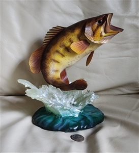 Vintage 2004 Danbury Mint Bronzeback Bass resin sculpture with noted belly imperfection