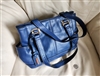 Tignanello blue leather multi compartment purse women handbag with multi compartment storage