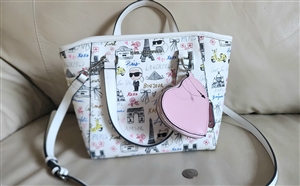 Karl Lagerfeld Paris Maybelle womens tote bag in multicolor doodle print