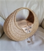 Vintage wire woven crescent basket purse handbag with beaded fold over flap accents