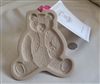 Vintage 1984 Brown Bag Cookie Art Teddy Bear stoneware cookie mold with original recipe pamphlet