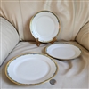 Antique JC Bavaria set of three hand-painted plates with blue floral garlands and gold rims