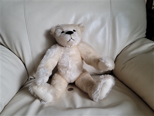 Jointed off white 16in tall beautiful stuffed bear elegant toy and collectible