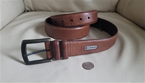 Men belt brown leather Columbia Sportswear elegant design with secret pocket accessory