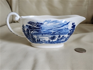 vintage liberty blue staffordshire porcelain gravy boat