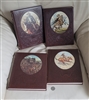 Padded embossed leatherette cover art on preowned vintage historical books