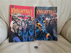 Batman Knightfall Part One and two DC comics 1993 multicolor art covers