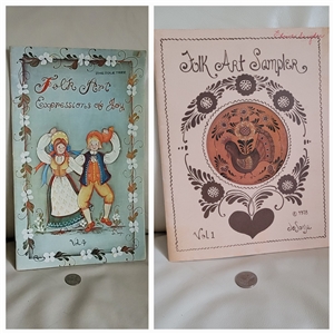 Two Folk Art Sampler crafts books by Jo Sonja 1975 set of two books