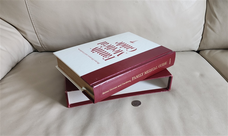 Vintage Better Homes and Gardens Family Medical Guide book with slipcase in red and white