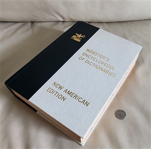 Vintage Webster's Encyclopedia of Dictionaries New American Edition Large Type hardcover book in black and white