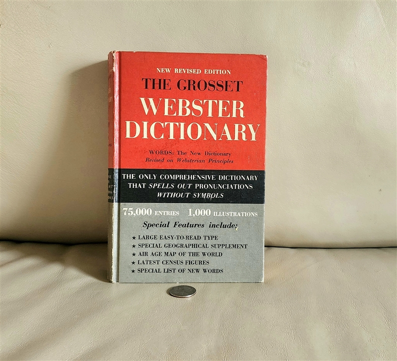 Vintage The Grosset Webster Dictionary hardcover reference book with dust jacket