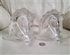 Vintage Federal Glass Stallion Head Bookends Equestrian Home Decor