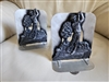 Vintage Bookends pewter Golfer On Metal Base Set 1990