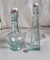 Vintage design set of two clear glass bottles storage kitchen accessories and home decor