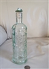 Vintage floral embossed aqua green bottle clear glass bottle home decor and storage