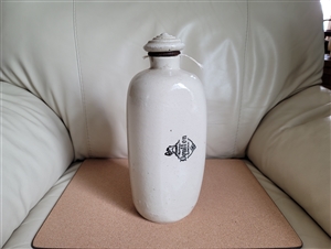 Antique Royal Doulton Lambeth stoneware foot warmer bed warmer bottle with original stopper and stamped