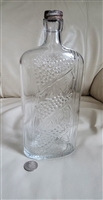 Owens Illinois clear glass wine bottle grapes collectible storage for kitchen and pantry home decor
