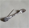 Vintage 1940s Coro sterling silver spoon brooch pin with floral repousse handle