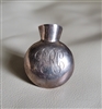 antique sterling silver vase brooch with cursive BRC monogram and age patina preowned