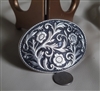 Vintage floral design metal belt buckle accessory in silver tone color design
