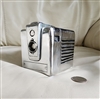 Camcorder camera porcelain storage lidded box in silver tone home decor