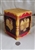 Wax pillar candle 1970s rooster eagle relief carving mustard yellow blood red Americana decor