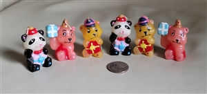Colorful birthday bears candles set of six mini cake candles home decor and gift idea