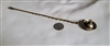 Vintage Asian hat handcrafted brass candle snuffer with twisted handle shown with coin for scale