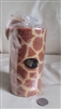 Vintage handmade Swazi giraffe print wax pillar candle unburnt with gold label