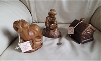 1970s Alaska Candle Factory wax figure set of 3 including bighorn ram gold miner and log cabin preowned vintage sells as is 1970s Alaska Candle Factory wax figure set of 3 including bighorn ram gold miner and log cabin preowned vintage sells as is