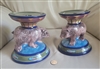 Zrike Danna Cullen Bear and Fish 2 porcelain pillar candle holders nautical lodge design 2000s