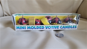 Set of 4 vintage Amscan ladybug mini molded votive candles in original box