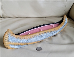 Sequoia Proudly Indigenous porcelain canoe candle in colorful design new old stock