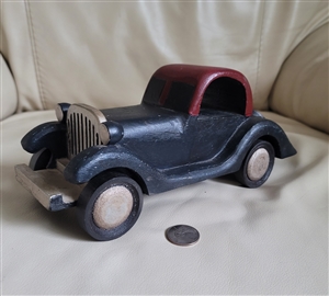 Wooden carved automobile car decor Pottery Barn decorative display and push moving car