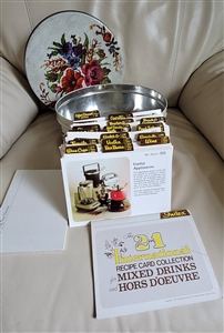 Preowned vintage 1977 international mixed drinks recipe cards index booklet and individual recipe cards displaying cocktail illustrations