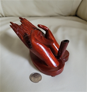 Hand carved wooden hands pen holder decor