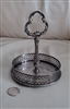 Vintage IS Co England silver plated round stand wit handle storage plate 6.5" tall.