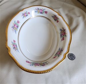 Castleton Bouquet porcelain oval vegetable bowl gold tone accents and floral design