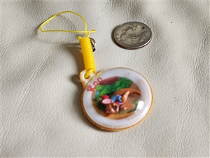 Vintage Disney Peek a Pooh Roo kangaroo round charm with yellow wire attachment for phone or backpack