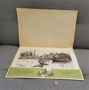 Lionel Barrymore sketches laminated placemats with original paper storage colorful artwork