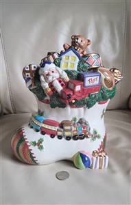 Omnibus Fitz and Floyd stocking cookie jar
